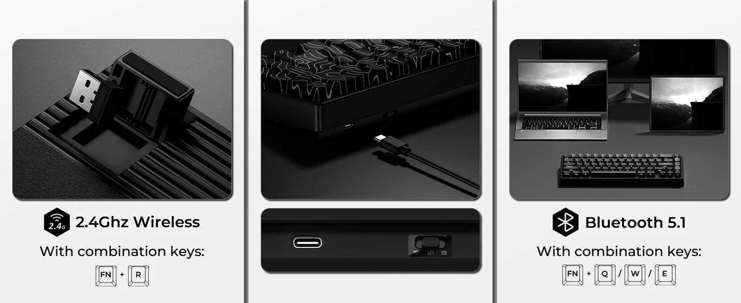 Teclado mecânico XVX M67 JadeStone com teclas IMD-Tech, hot-swappable, gasket, tri-mode, RGB personalizado, sem fios, 65%