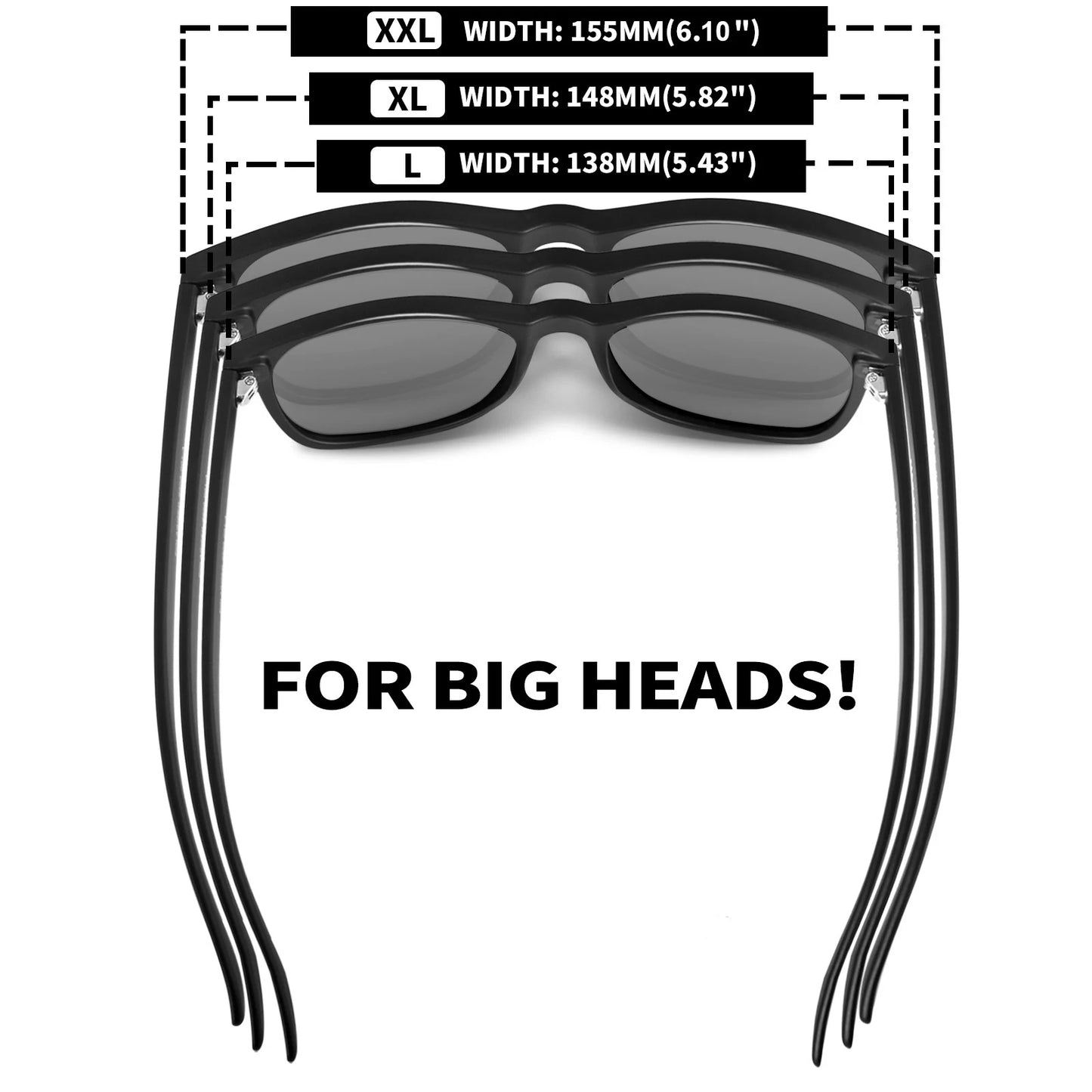 MAXJULI XXL Z87 Sunglasses for Big Wide Heads Men TR90 Ultralight UV400 Protection Glasses 8806