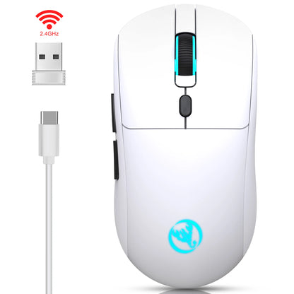 Rechargeable 2.4G USB Wireless Mouse, RGB Wireless Mouse with 3600 DPI, Ergonomic Rechargeable Wireless Mouse for Laptop, PC, Home Office & Gaming