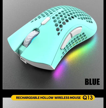 BM600 Wireless Gaming Mouse USB 2.4GHz Rechargeable RGB Wireless Mouse, Ergonomic Honeycomb Optical Mouse for PC, Laptop & Office
