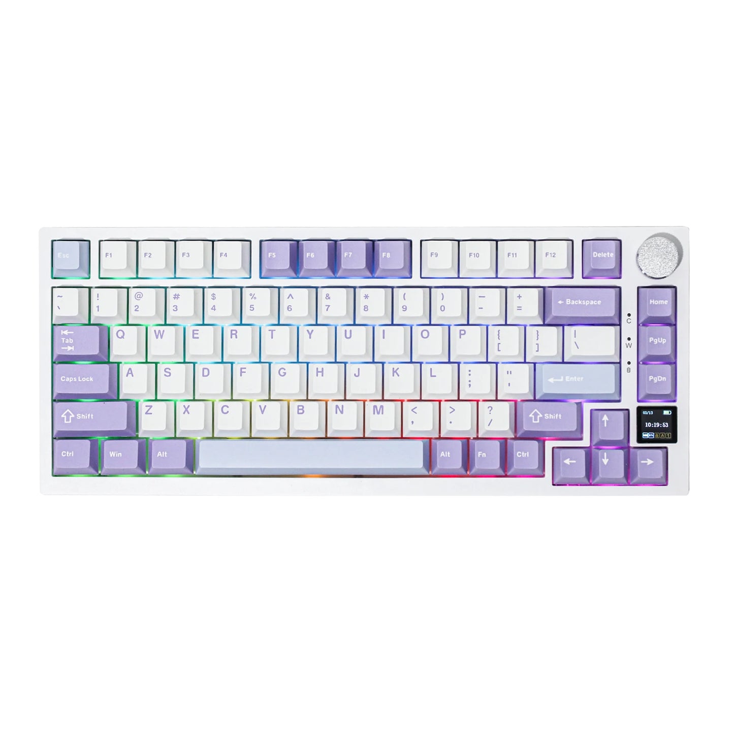 Teclado mecânico Ajazz AK820 Pro 75% com montagem gasket, Bluetooth 5.1/2.4G sem fios/com fios e ecrã TFT para Mac/Win
