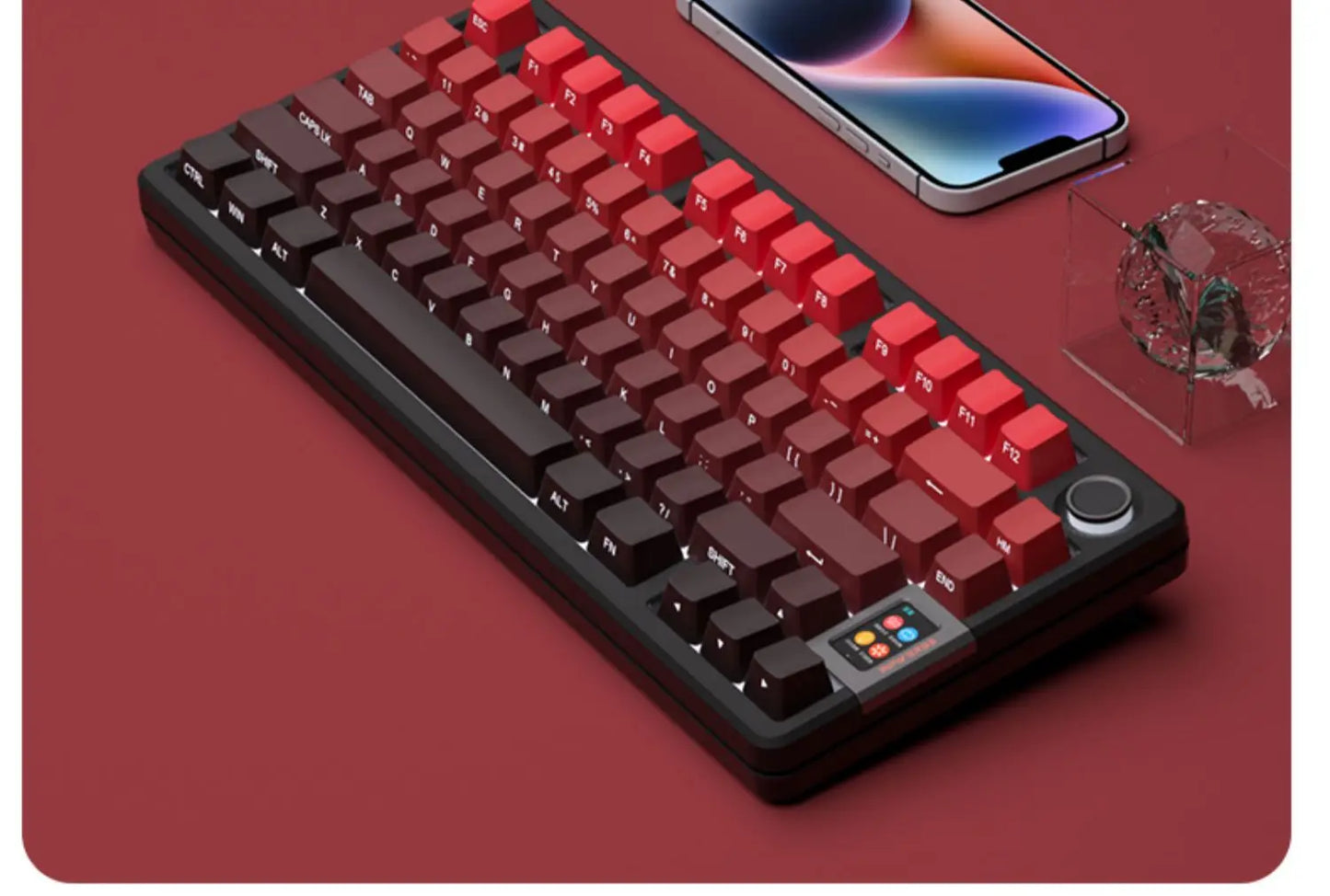 Novas Keycaps para Teclado Mecânico Gaming 60/64/84/98/108 com Switch MX, 135 Teclas OEM PBT, Gravação Lateral, Gradiente Vermelho e Preto