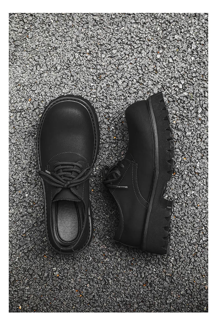 Thick Sole Casual Genuine Leather Dress Shoes Men Platform Heighten Japan Harajuku Korean Streetwear Fashion Shoes White
