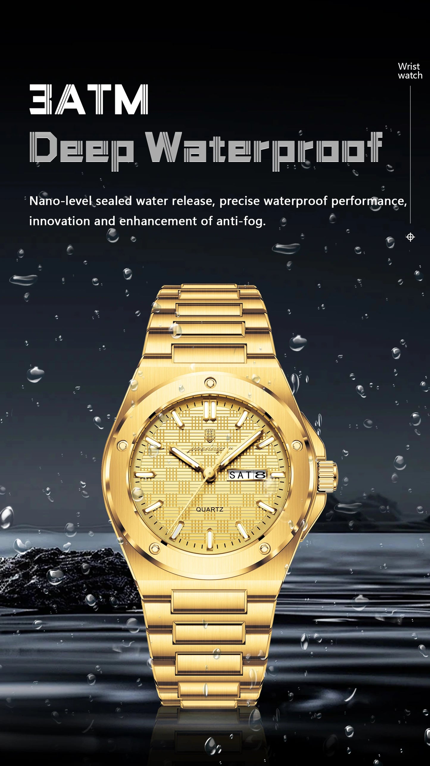 POEDAGAR Business Men Clock Date Week Stainless Steel Luxury Man Wristwatch Waterproof Luminous Sport Quartz Men's Watches Reloj