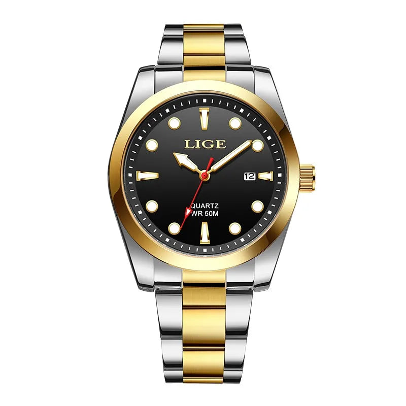 LIGE Top Brand Luxury Mens Watches Casual Business Watch Men Fashion Waterproof Military Men's Quartz Wristwatch Montre Homme