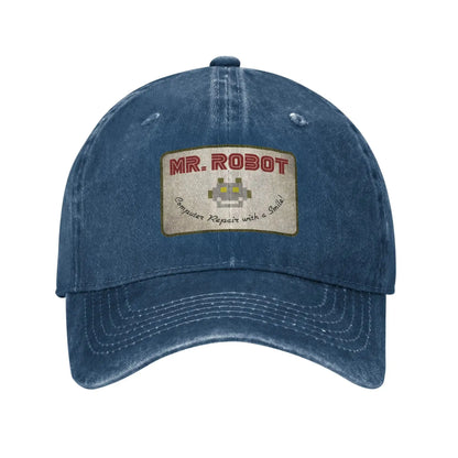 Șepci de baseball personalizate pentru bărbați, cu imprimeu anime „Computer with Sourires”, „Mr Robot”, stil retro cowboy, spălate, din denim, pălărie de soare, șapcă hip-hop