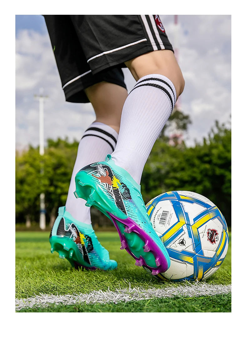 New Men Football Boots Cleats Non-Slip Match Ultralight Soccer FG Training Shoes Soccer Shoes Long Spikes Outdoor Drop Shipping