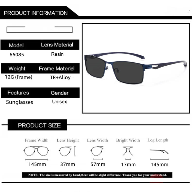 LOERHUNAR Brand Design for Men's Retro Business Myopia Sunglasses with Diopter 0 -0.75 -1.0  -1.5 -1.75 -2.0 -2.5 -3.0 to -6.0