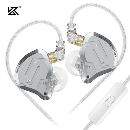 KZ ZSN Pro 2 Hybrid In-Ear Wired Headphones – 1BA+1DD HiFi Bass Noise Cancelling Earphones with Mic