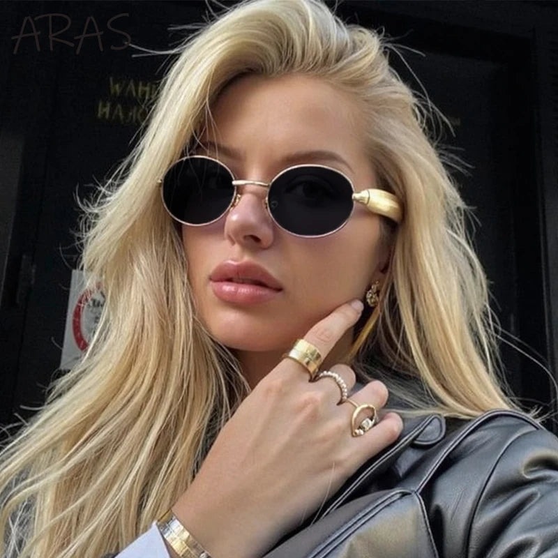 Sexy Small Oval Punk Sunglasses Women 2026 Luxury Vintage Steampunk Metal Frame Sun Glasses For Ladies Trendy Traveling Shades