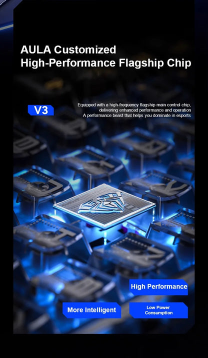 AULA F98Pro V3 Mechanical Keyboard W/ Rotate Button RGB Backlight Screen Tri-Modes Game E-sports Special Carved 95 Keycaps