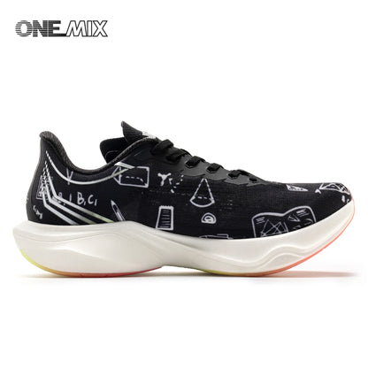 ONEMIX New Nylon Carbon Board Marathon Running Racing Shoes Shock-Absorbing Professional Stable Support Ultra-Light Rebound Sneakers