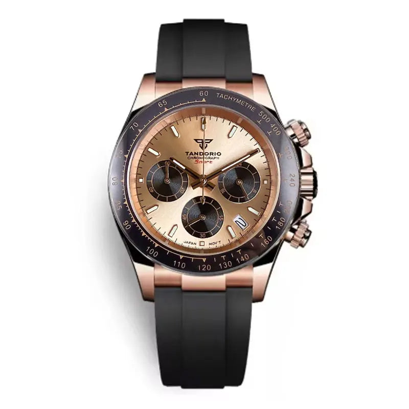 Luxury VK63 Men's Watch Quartz Movement Business Stop Watches 39mm Steel/Rose Gold Date Luminous Dial Fully Chronograph