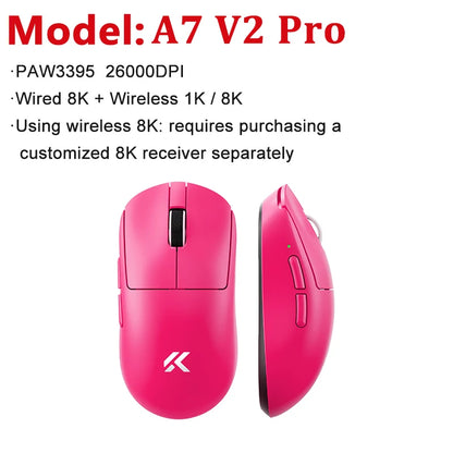 MCHOSE A7 V2 Ultra / Pro könnyű vezeték nélküli gamer egér, dupla 8000Hz, PAW3950 TI, 42000DPI – PC-s e-sport játékosoknak