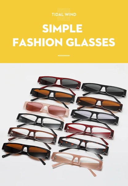 vintage small rectangle half frame black sunglasses for new fashion leopard gradient sun glasses ladies trendy driving eyewear