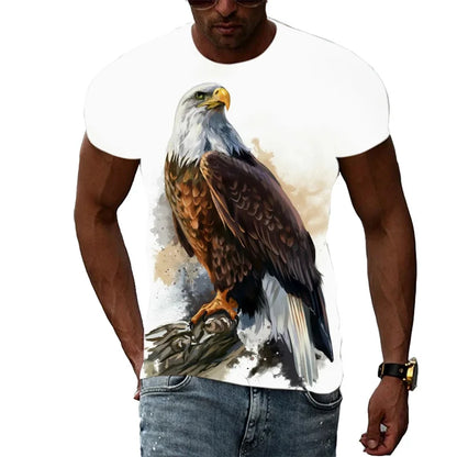 3D Printed Funny Eagle T Shirt For Men Cool Animal Pattern Tees Summer Harajuku Loose Round Neck Tops Short Sleeve Kids T-Shirts