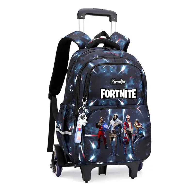Чанта с колелца Fortnite за лесно изкачване на стълби, аниме, водоустойчива раница на колелца с голям капацитет за ученици, ежедневна пътна чанта