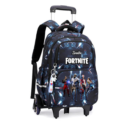 Чанта с колелца Fortnite за лесно изкачване на стълби, аниме, водоустойчива раница на колелца с голям капацитет за ученици, ежедневна пътна чанта