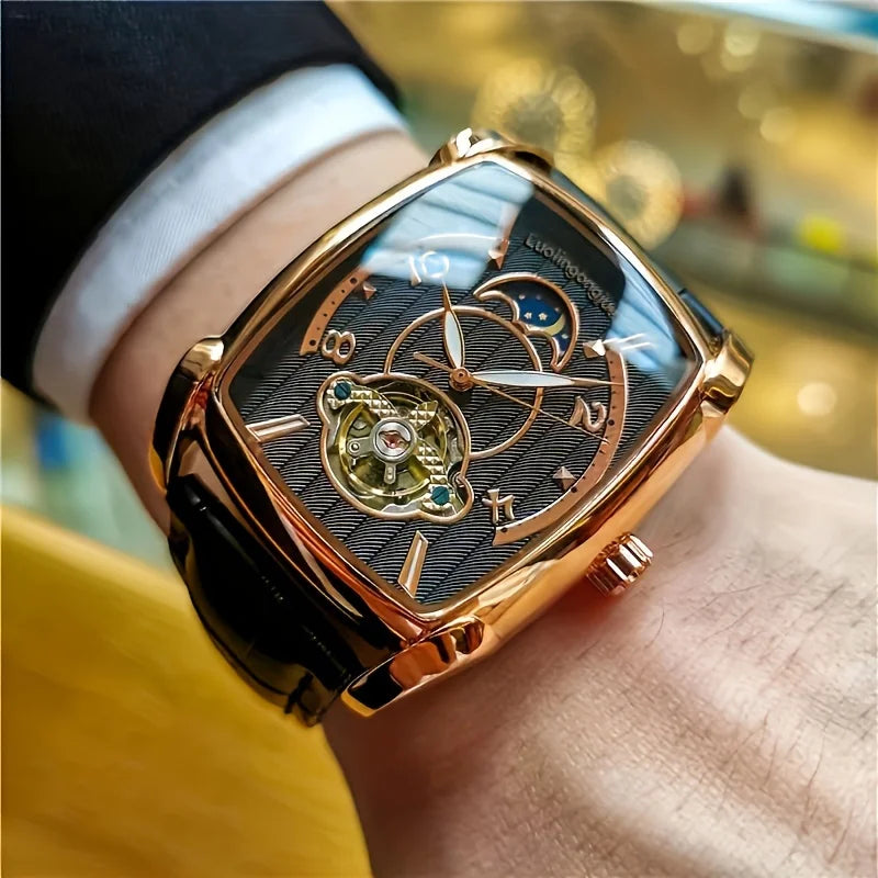 [Luxe mechanisch tourbillonhorloge] Lichtgewicht luxe mechanisch tourbillonhorloge voor heren – Volledig automatisch topmodel in trendy ‘skelet’-stijl, ideaal voor een zakelijke outfit of