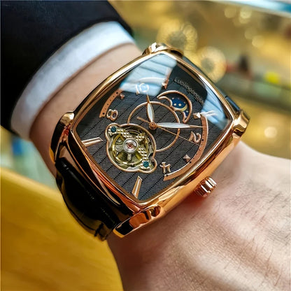 [Luxe mechanisch tourbillonhorloge] Lichtgewicht luxe mechanisch tourbillonhorloge voor heren – Volledig automatisch topmodel in trendy ‘skelet’-stijl, ideaal voor een zakelijke outfit of