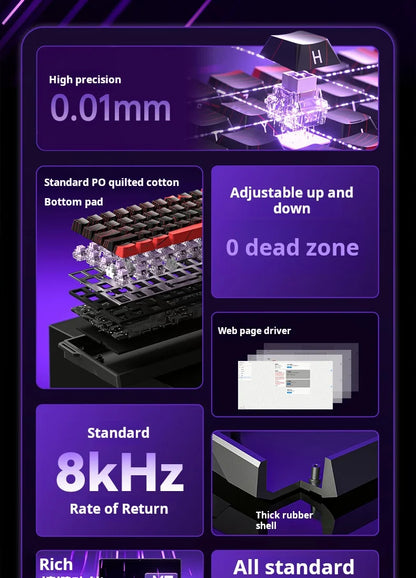Teclado Mecânico Personalizado AULA WIN60 HE com Ligação com Fio, Eixo Magnético RT para E-sports, Taxa de Polling 8K