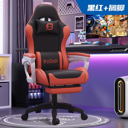 Ergonomic Gaming Chair High Back Racing Office Chair with Lumbar Support, Adjustable Swivel Leather Gaming Chair with Headrest for Desk Setup