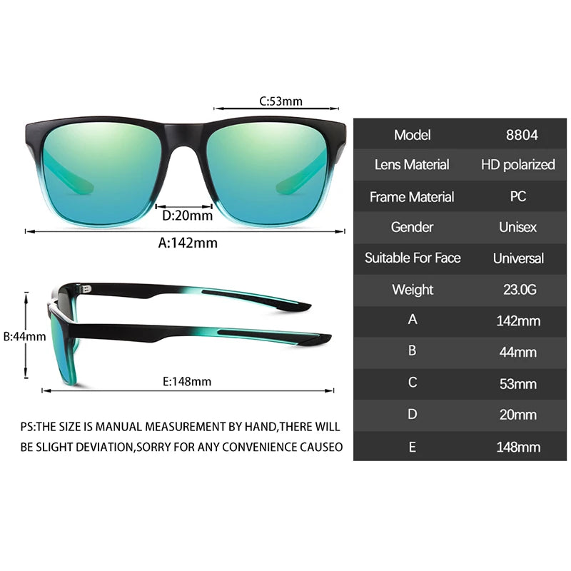 Fashion Sun Glasses Square Polarized Sunglasses man Driving Fishing Luxury Brand Designer UV400 Eyewear