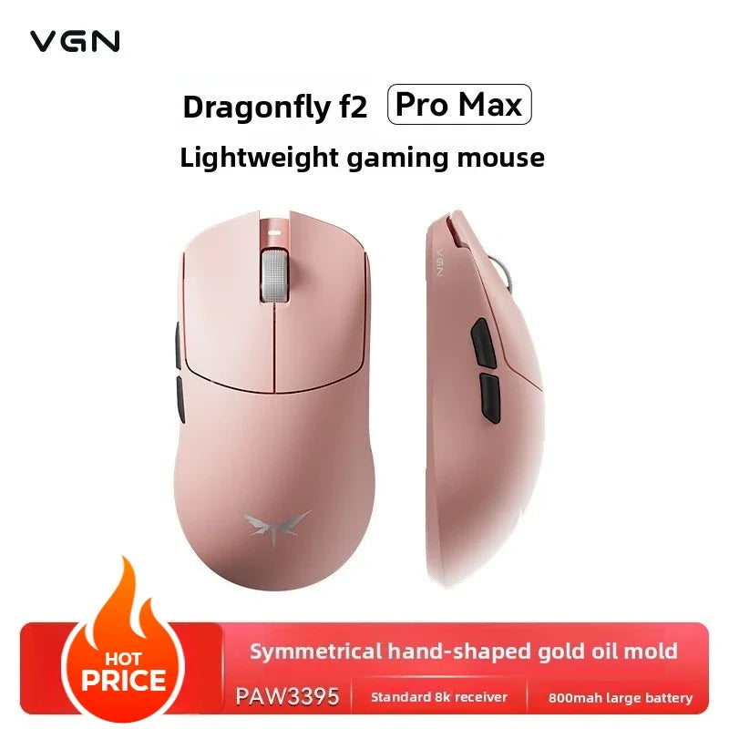 VGN Dragonfly F2 ProMax/Ultra e-sports gaming miš 42000DPI 0.125ms za Csgo latenciju, žični/bežični Dual 8K, 3 načina rada, PAW3395/3950