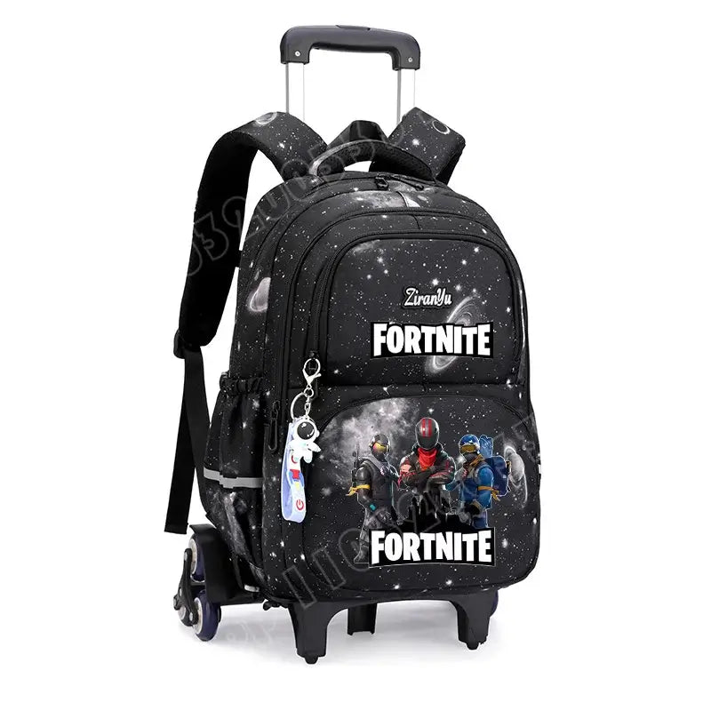 Чанта с колелца Fortnite за лесно изкачване на стълби, аниме, водоустойчива раница на колелца с голям капацитет за ученици, ежедневна пътна чанта