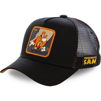 Unisex Anime Cartoon Cap Embroidered Patch Draw Baseball Cap Male Female Trucker Hat Mesh Hats Sun Hat