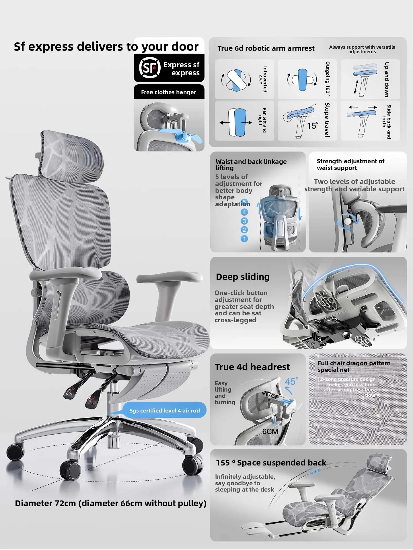 Ergonomic Office Chair with Lumbar Support, Adjustable Height Gaming Chair, Comfortable Computer Chair with Swivel Recliner Design for Home & Office