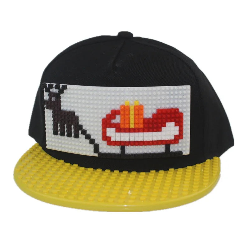 Șepci de baseball cu imprimeu cartoon patchwork, blocuri DIY, șepci snapback, șepci hip-hop pentru bărbați și femei, șepci detașabile cu pixeli, șepci „dad hats”, pentru copii și adulți