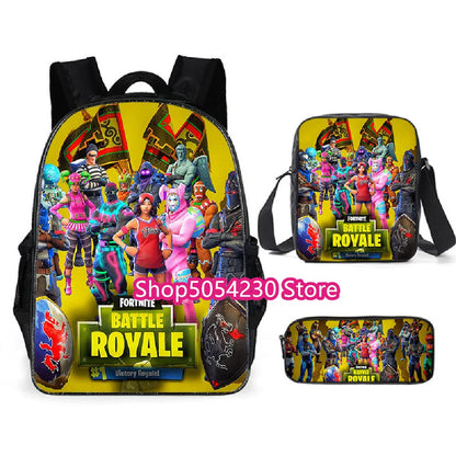 Zaino Fortnited 3PCS per ragazzi, Victory Game, 16 Inch, resistente all’acqua, per scuola materna, zaino scolastico cool per scuola elementare