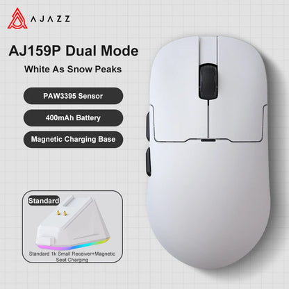 AJAZZ AJ159 APEX belaidė žaidimų pelė, lengva RGB žaidimų pelė su magnetine įkrovimo stovele, „Bluetooth“ ir 2.4GHz, iki 30,000 DPI, skirta stacionariems kompiuteriams ir nešiojamiesiems kompiuteriams