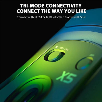 ATTACK SHARK X5 Wireless Gaming Mouse, 49g Tri-Mode Bluetooth Gaming Mouse with PixArt Optical Sensor, RGB Rechargeable Gaming Mouse for PC, Mac & Windows