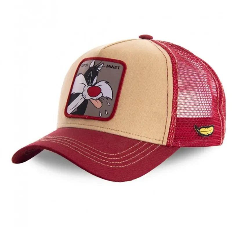 Unisex Anime Cartoon Cap Embroidered Patch Draw Baseball Cap Male Female Trucker Hat Mesh Hats Sun Hat