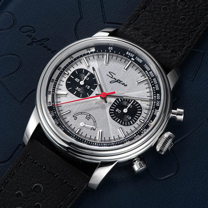 Sugess Watch of Men Pilot 1963 Wristwatches ST1906 Chronograph Handwind Movement Domed Sapphire Waterproof PowerReserve Lume V2