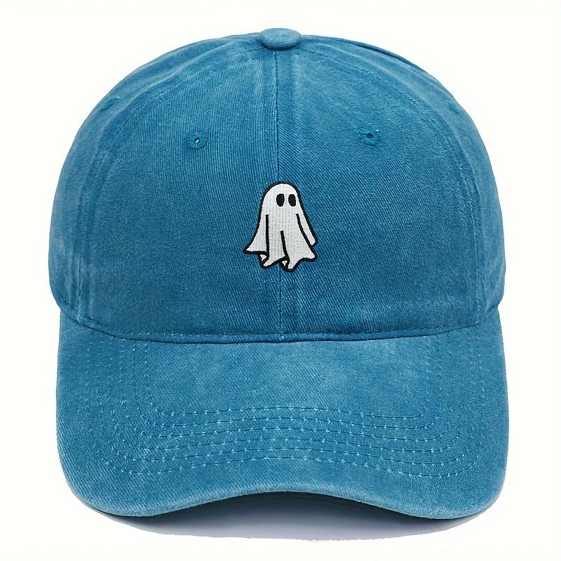 Halloween Embroidered Baseball Hat with Cute Ghost Pattern Simple Style Suitable for Men and Women