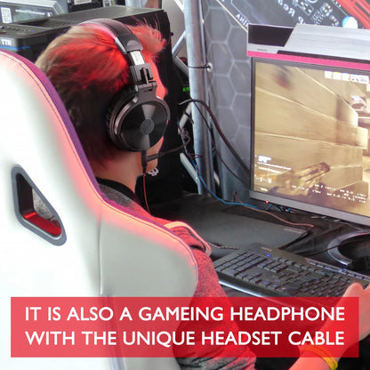 Auscultadores Gaming Sem Fios Bluetooth 5.2 OneOdio 110H – Autonomia de 110H, auscultadores over-ear com graves profundos e microfone, headset 2 em 1 com e sem fios para PC e PS4