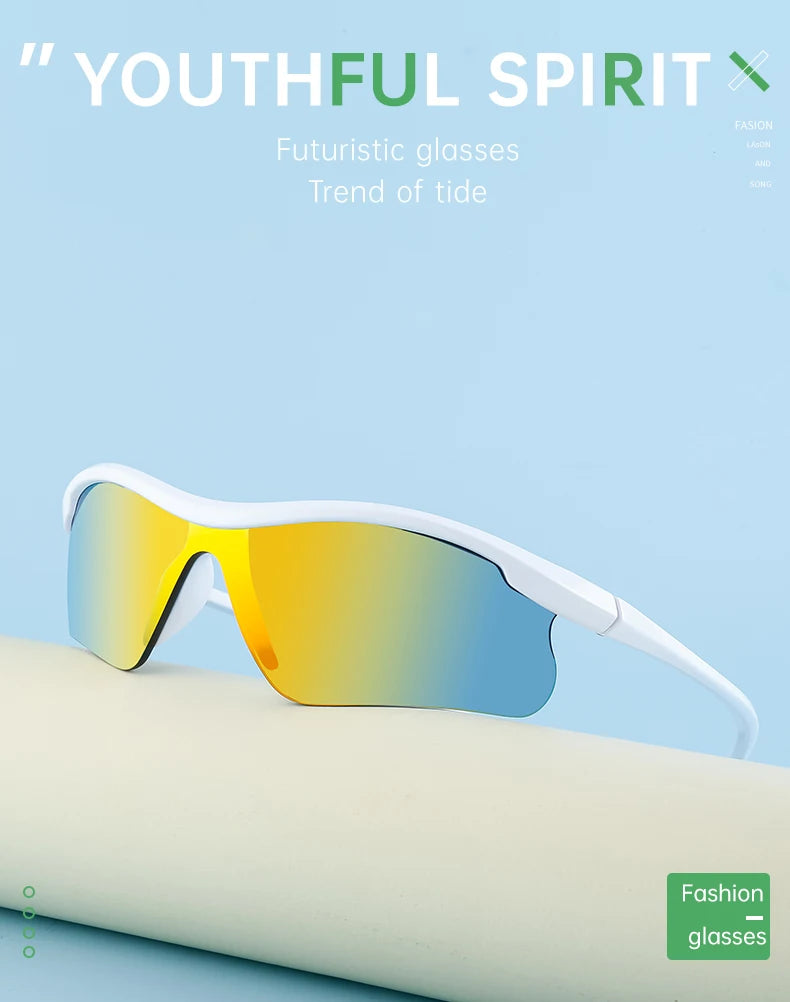 Sports Sunglasses Women Outdoor Cycling Goggle Men Fashion One-Piece Windproof Sunglass Male 2026 New Semi-Rimless Sun Glasses
