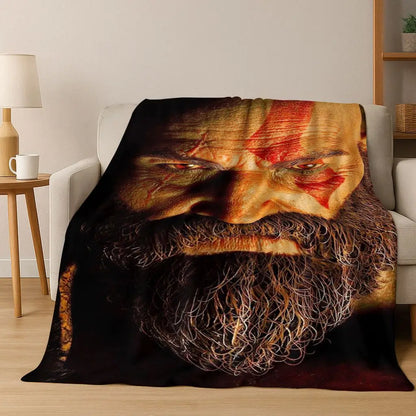 Classics God of War Kratos 3A Game Gamer Flannel Blanket,Warm and Cozy Soft Throw Blanket for Home Bedroom Bed Sofa Kid Gift