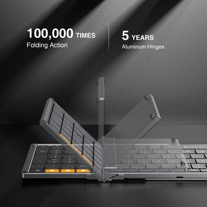 ProtoArc Foldable Keyboard and Mouse, XKM01 Combo for Business Travel 2.4G+Dual Bluetooth Portable for Laptop iPads Tablets