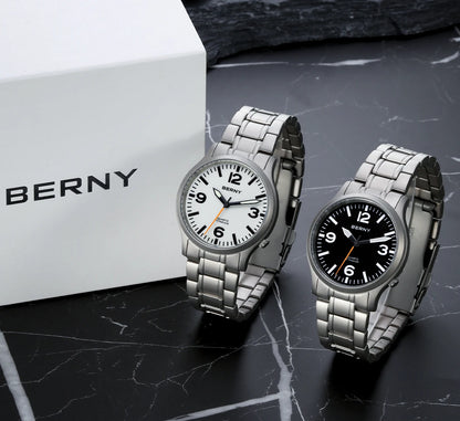 BERNY Full Titanium Men Watch Super Luminous Sports Quartz Watches Lightweight and Comfortable 5ATM Easy Read Wristwatch