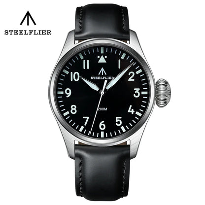 STEELFLIER Official SF743 Quartz Pilot Big Onion Crown Swiss Luminous VH31 20Bar Waterproof Sapphire Crystal Luxury Dive Watch