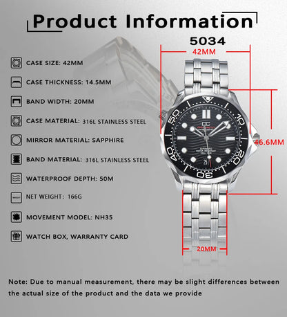 DWAYNE CAMPBELL Top-Luxus-NH35-Automatikuhr für Herren, mechanisch, Keramiklünette, wasserdichte klassische Business-Armbanduhr