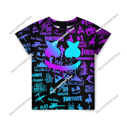 Children's Summer T Shirt Battle Royale Fortnite Hero Victory 3d T-shirt Tees Boys Girls Baby Clothes
