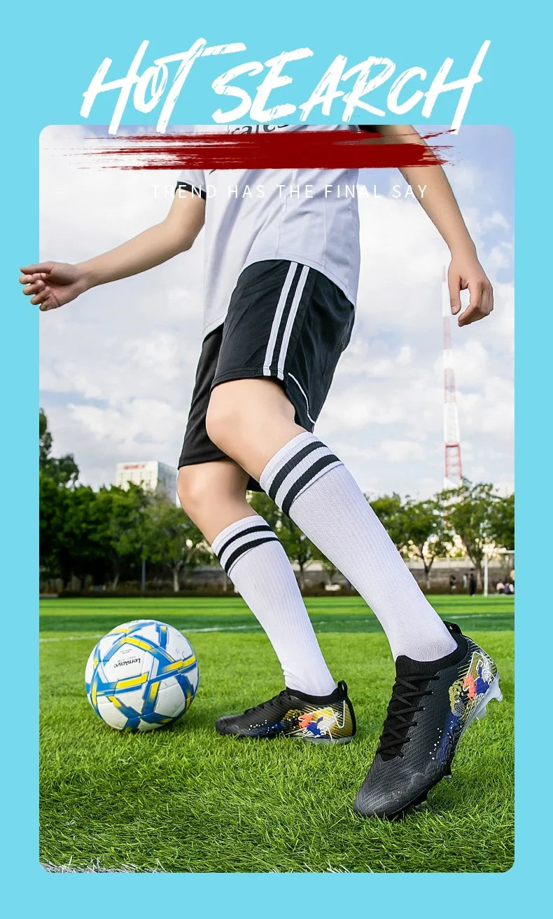 New Men Football Boots Cleats Non-Slip Match Ultralight Soccer FG Training Shoes Soccer Shoes Long Spikes Outdoor Drop Shipping