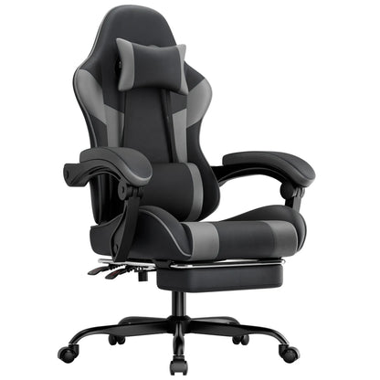 Ergonomic Gaming Chair with Lumbar Support, Adjustable Office Chair, Breathable PU Leather Computer Chair with Footrest & Reclining Backrest