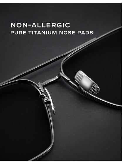 CAPONI Polarized Men Sunglasses Seiko Pure Titanium Photochromic Outdoor Driving Shades UV400 Original Brand Sun Glasses BS50004