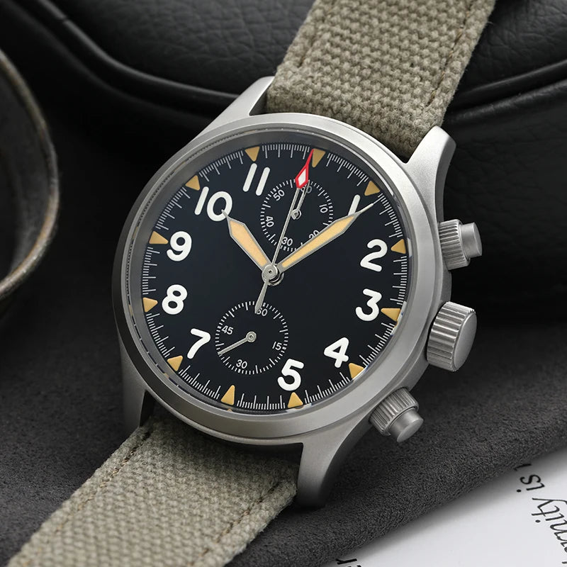 Militado ML1868KF Retro VK67 Quartz Chronograph Watch Stainless Steel Case 3 Dial Waterproof 100M  Multifunction Military Watch
